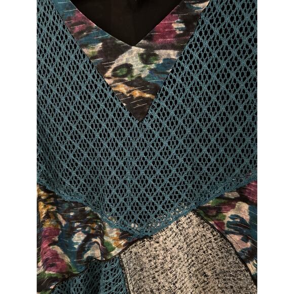 This & That Mixed Media Teal Gray Color Block Top Sz Xl - Picture 3 of 8